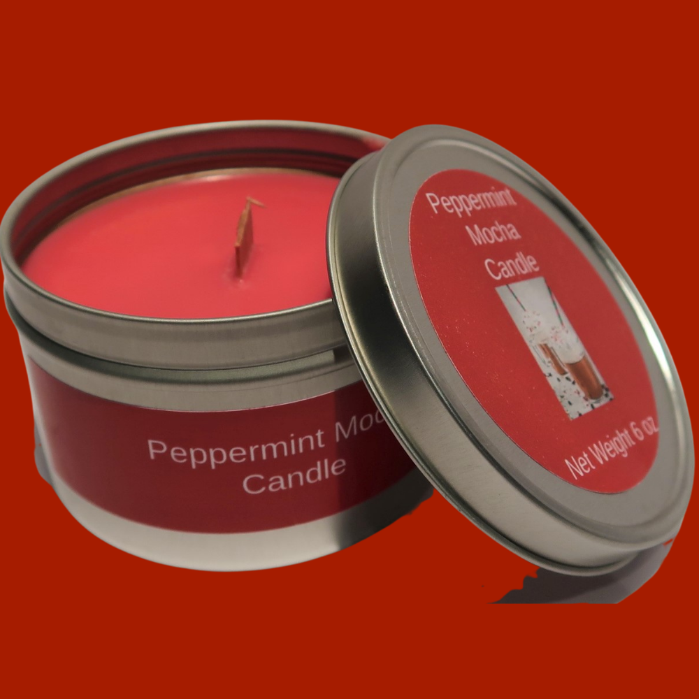 Peppermint Mocha Soy Candle with Wood Wick